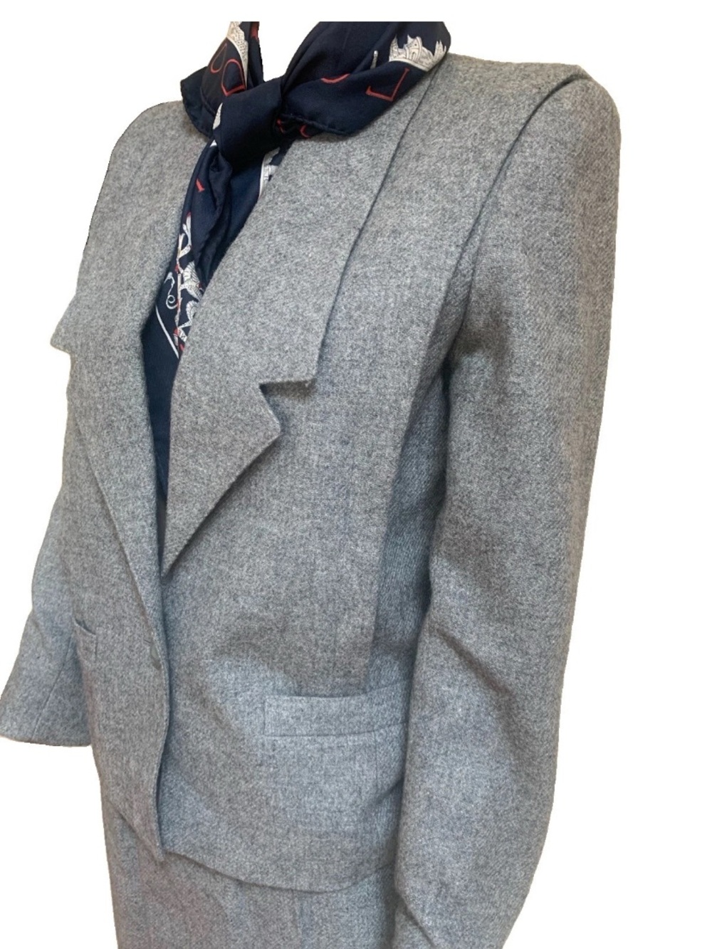 Otello Pelle 2pc Italian Made Tailored Grey Wool Blend Suit Sz 7/8